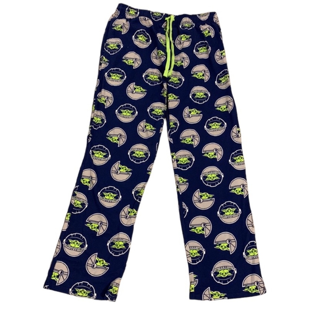 Baby Yoda size medium Unisex Star Wars loungewear pants Navy blue 100% c…